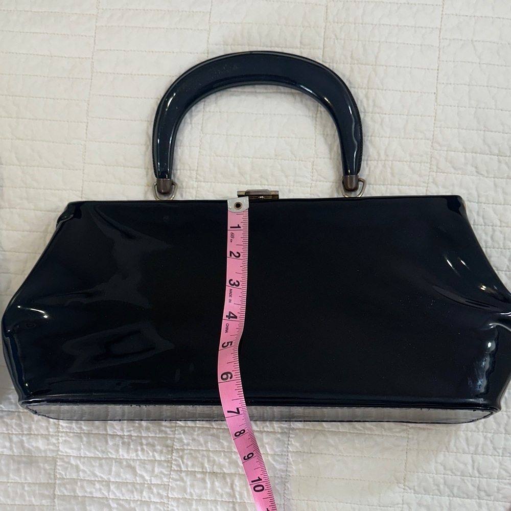 2pc Patent Mini Bag Set White & Black Y2K 90s Shoulder Clutch Bundle - Picture 6 of 10